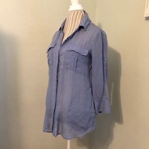 Blue Theory Button Up Top L